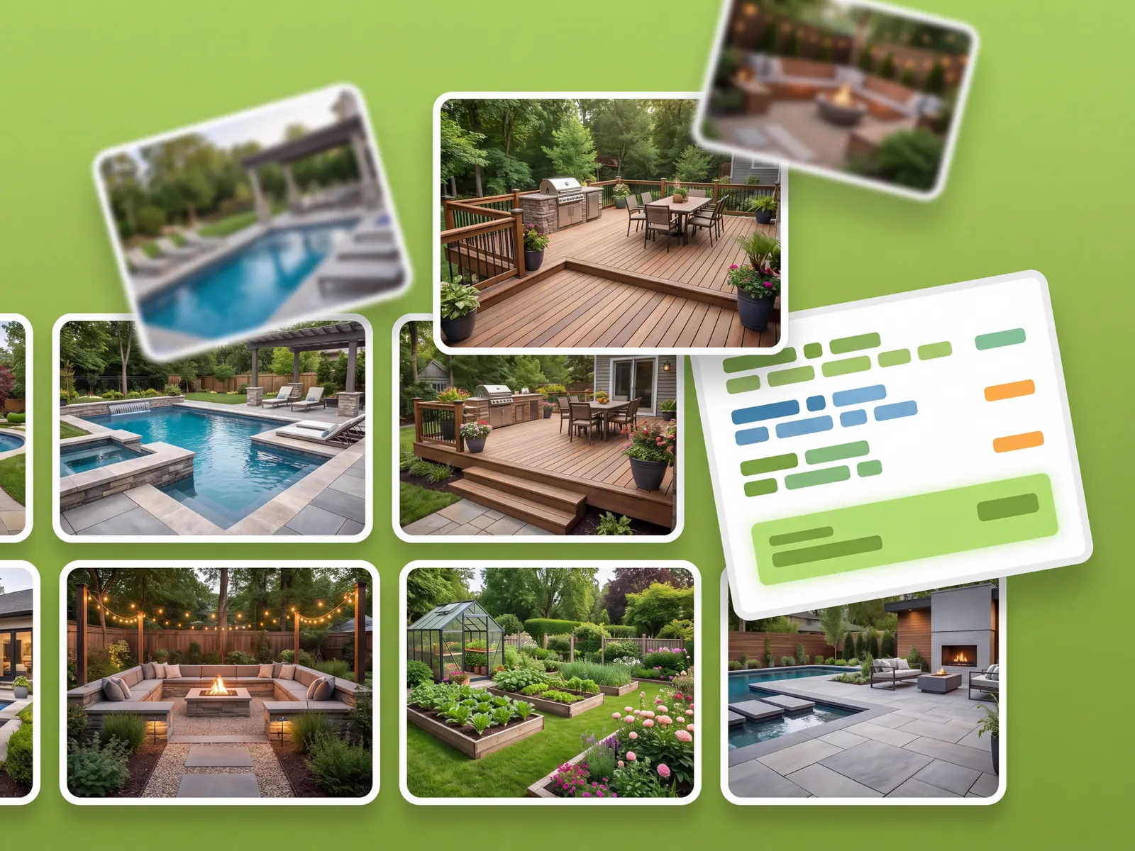 Saved backyard design concepts compared side by side