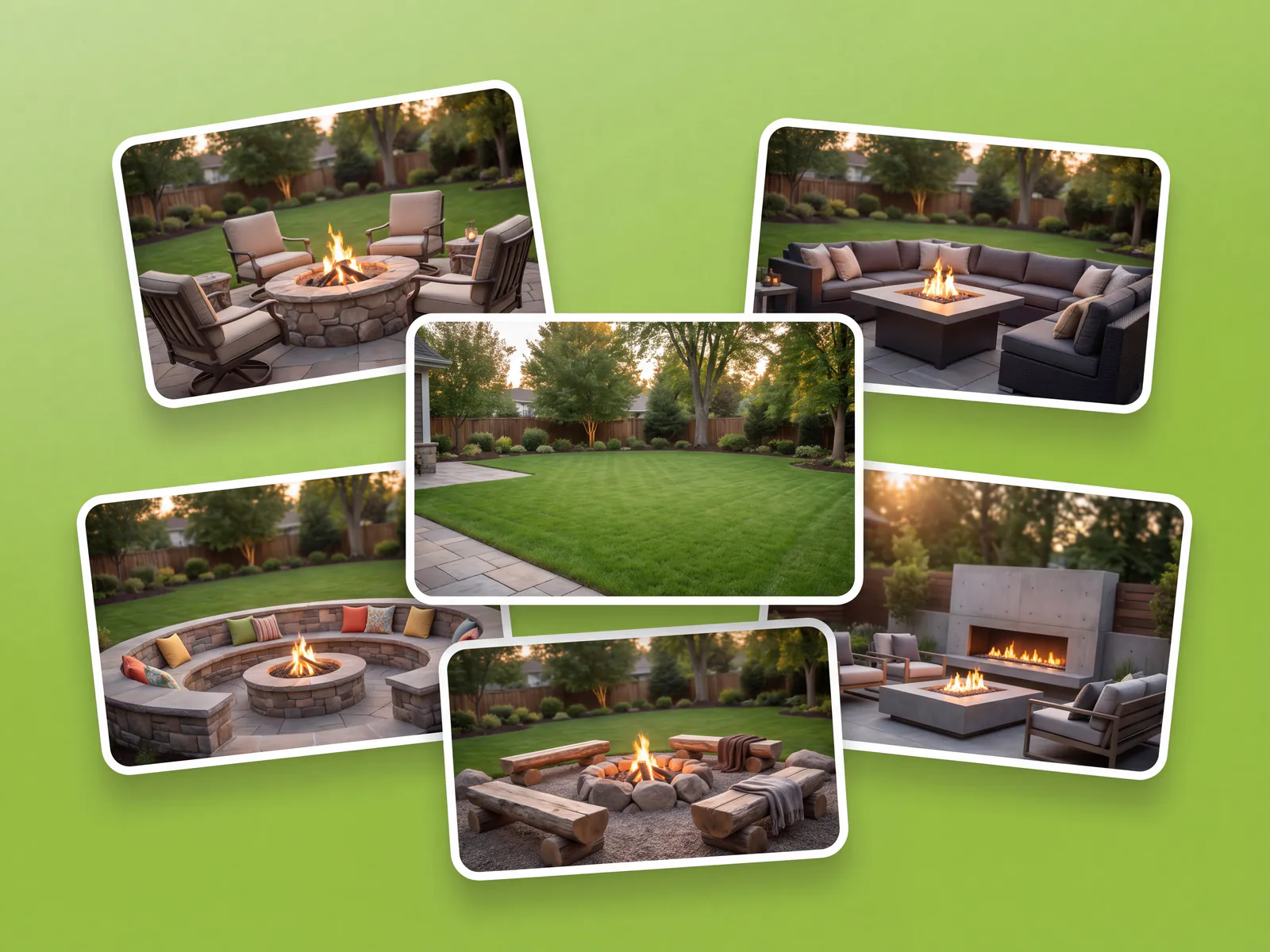 Fire pit styles compared on a real backyard photo