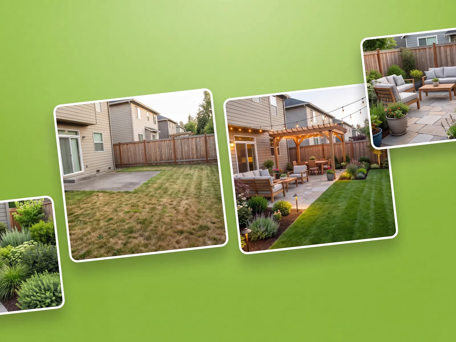 Realistic outdoor space redesign concept that keeps the original house and layout