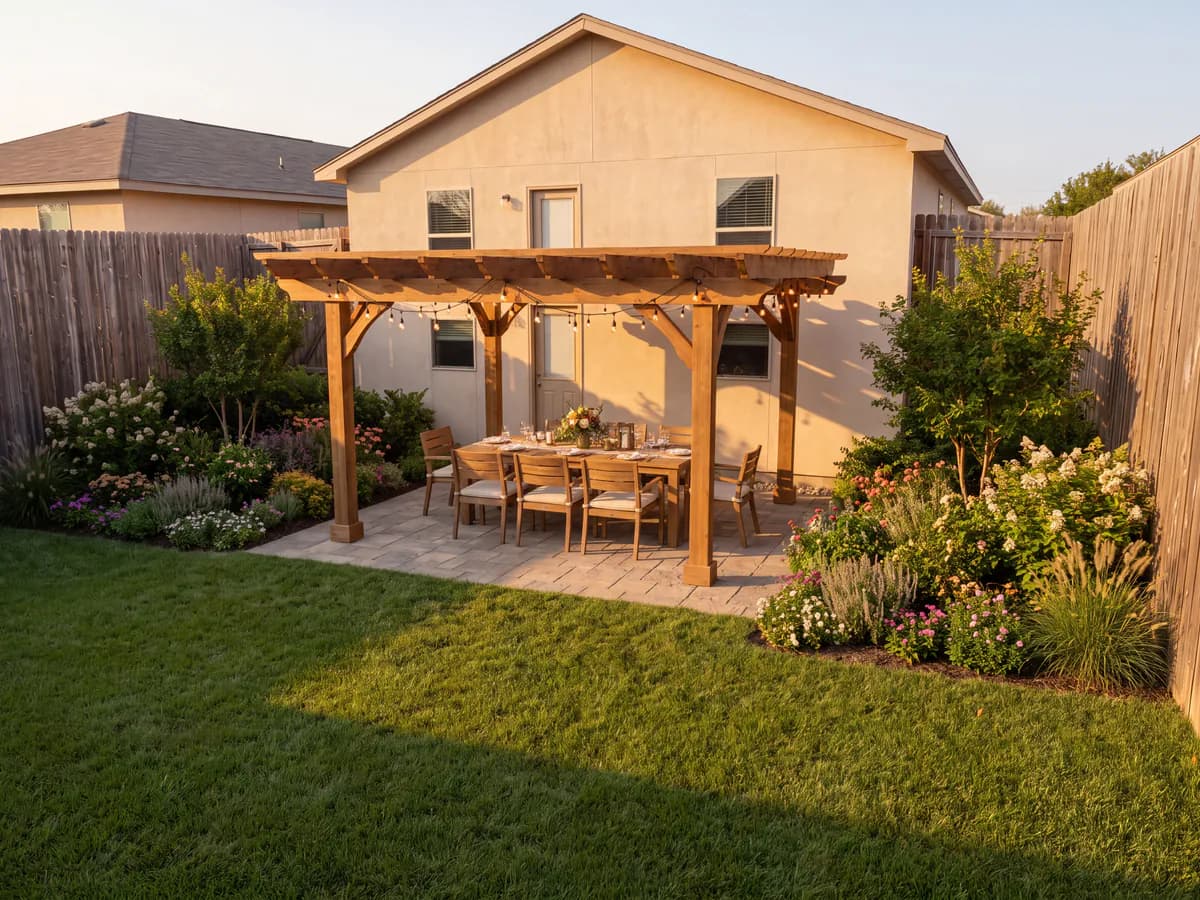 The same yard transformed into a finished landscape design concept