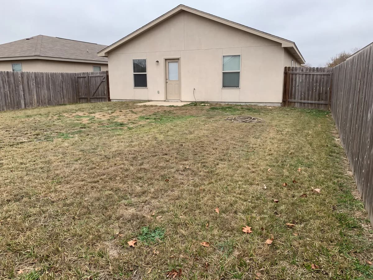 A real yard photo before its landscape redesign