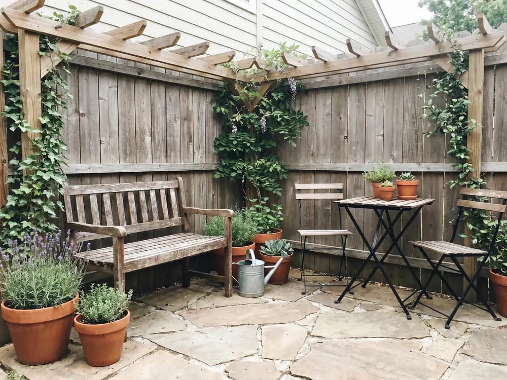 A backyard landscape design generated by OutdoorBrite from the owner's photo