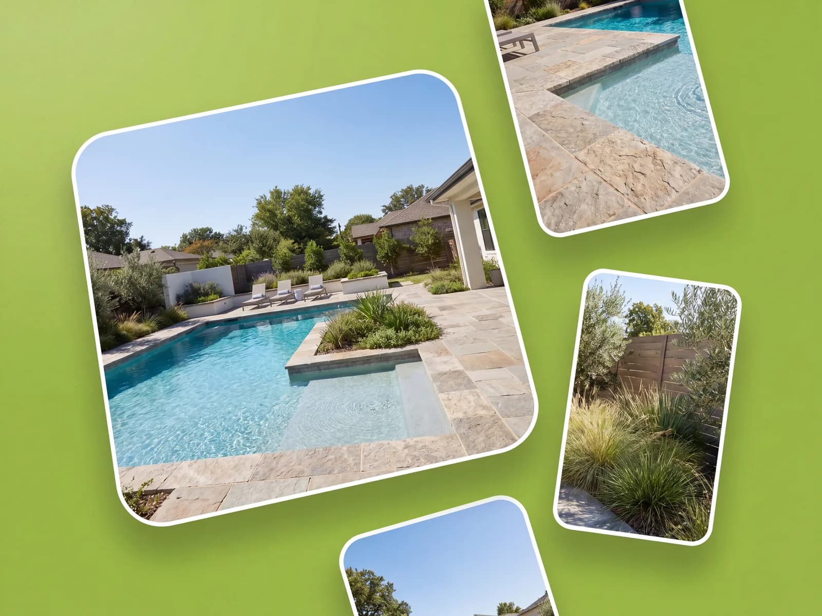 Pool decking materials compared on one yard