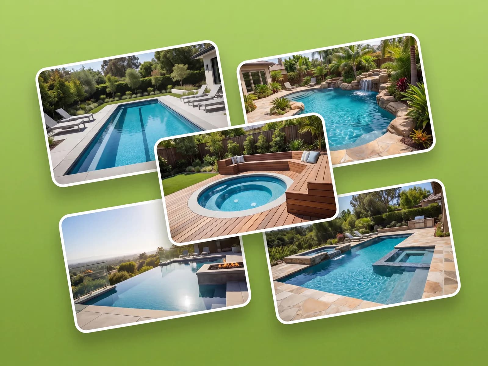 Pool shapes placed in a real backyard photo by OutdoorBrite