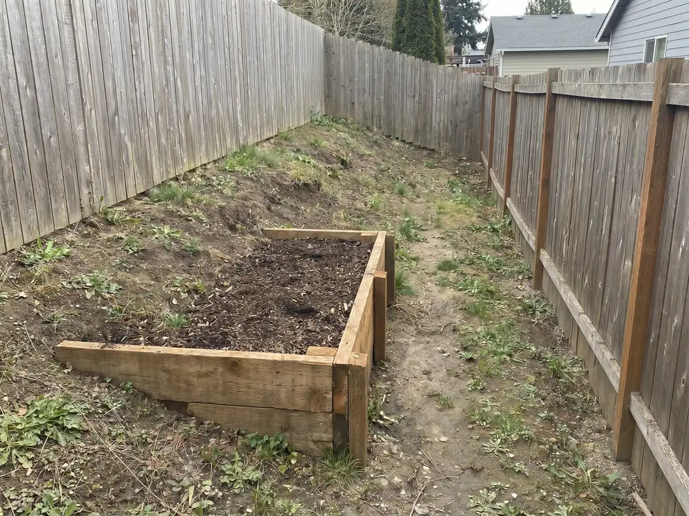 A backyard landscape design generated by OutdoorBrite from the owner's photo