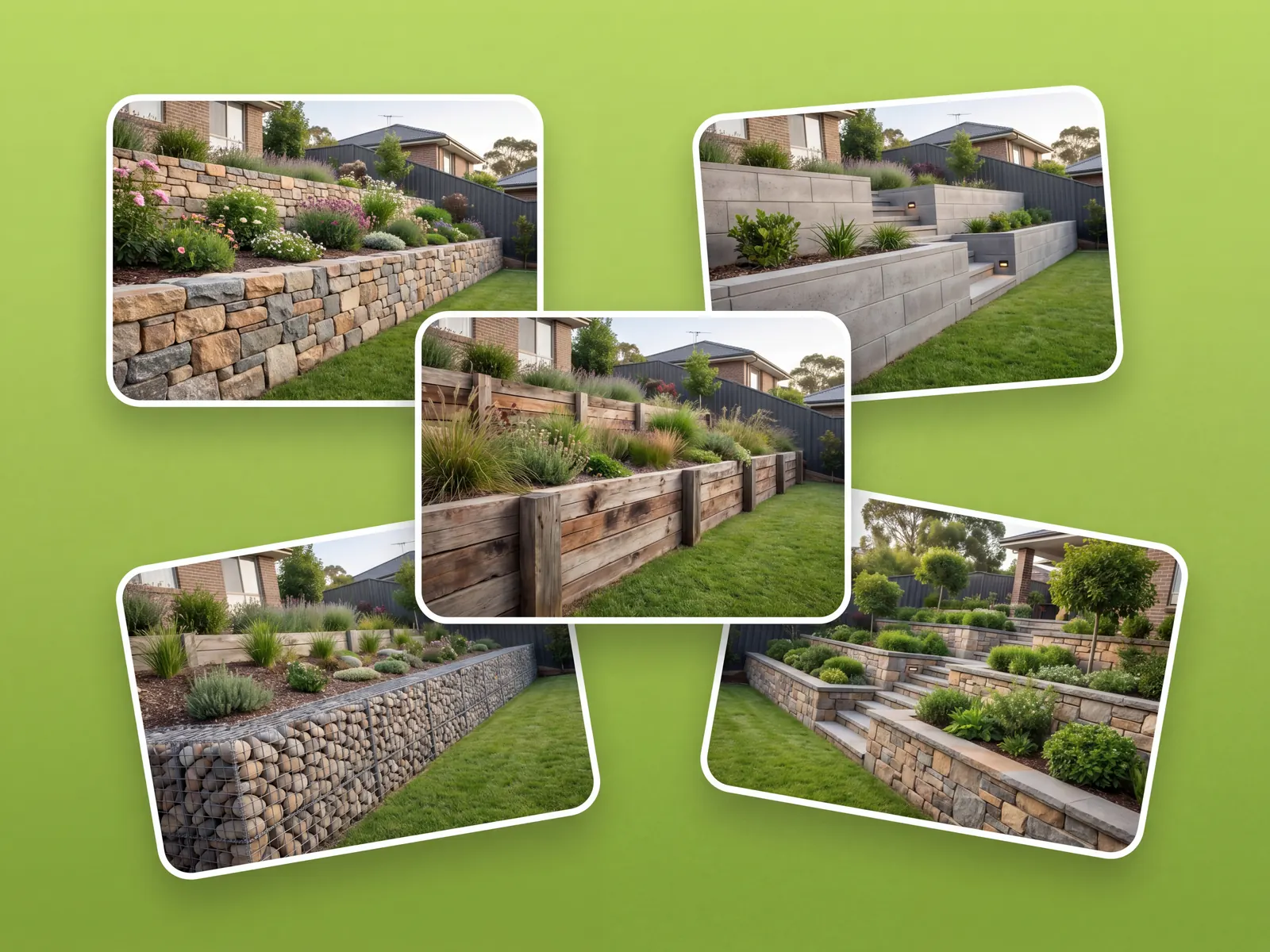 Retaining wall materials compared on a real slope photo by OutdoorBrite