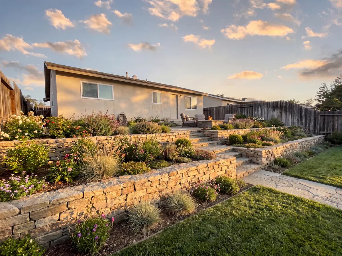 The same yard transformed into a finished landscape design concept