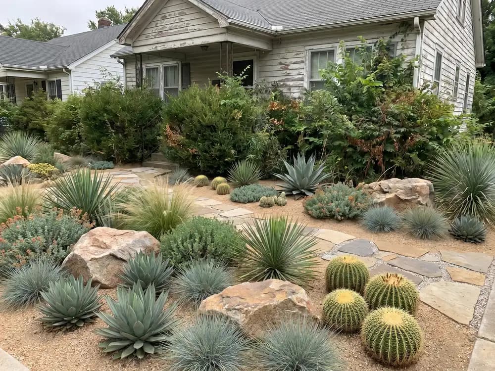 A backyard landscape design generated by OutdoorBrite from the owner's photo