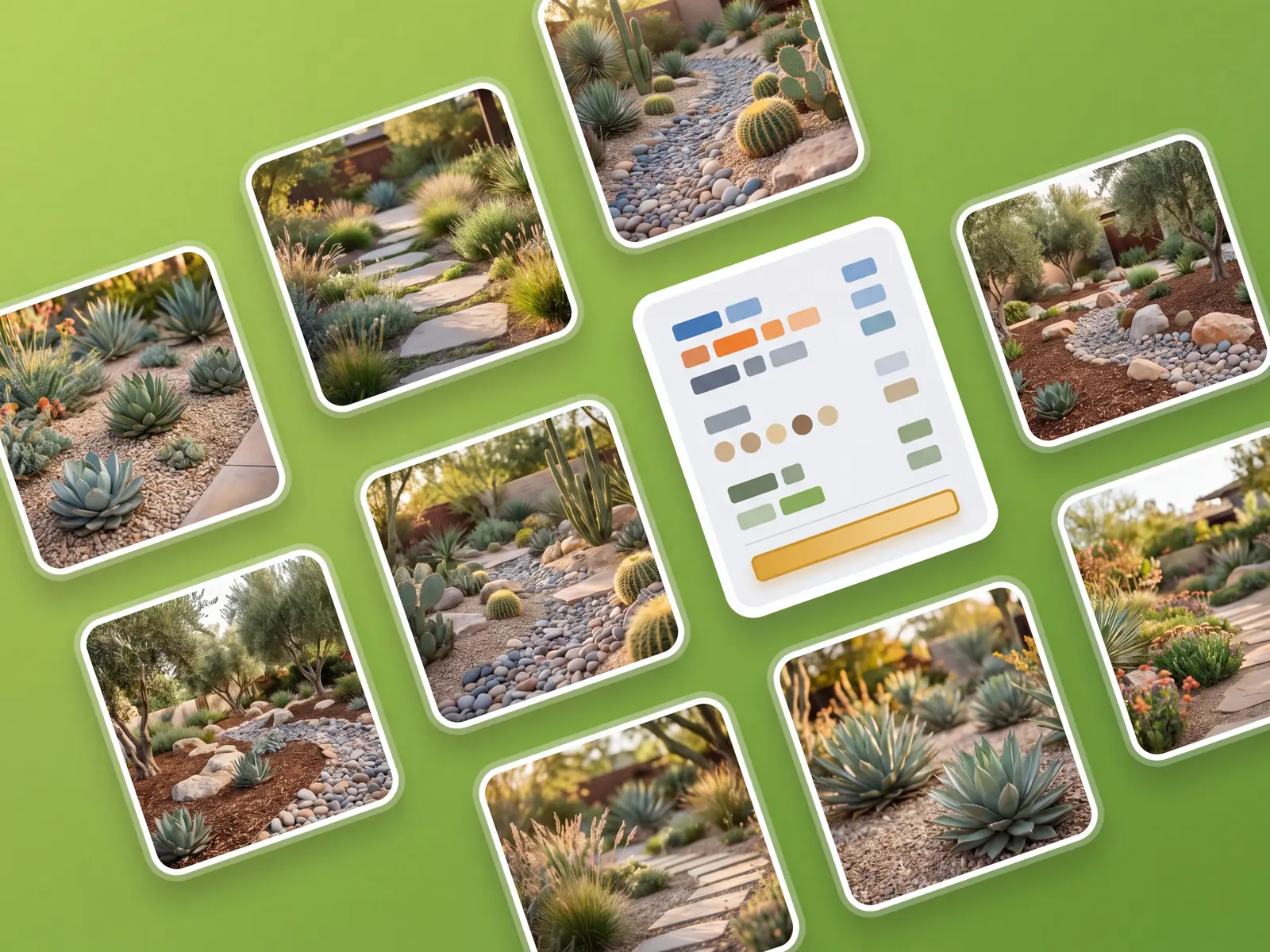 Front and back xeriscape conversions from one photo