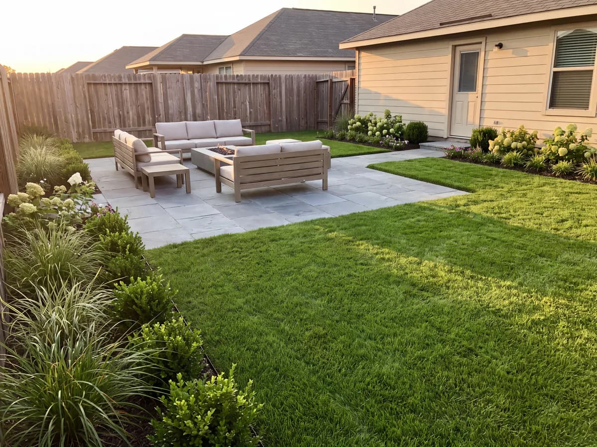 The same yard transformed into a finished landscape design concept