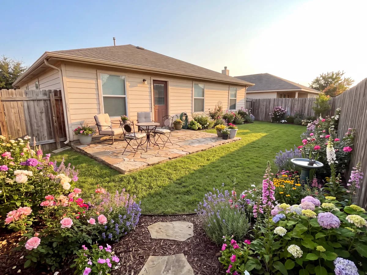 The same yard transformed into a finished landscape design concept