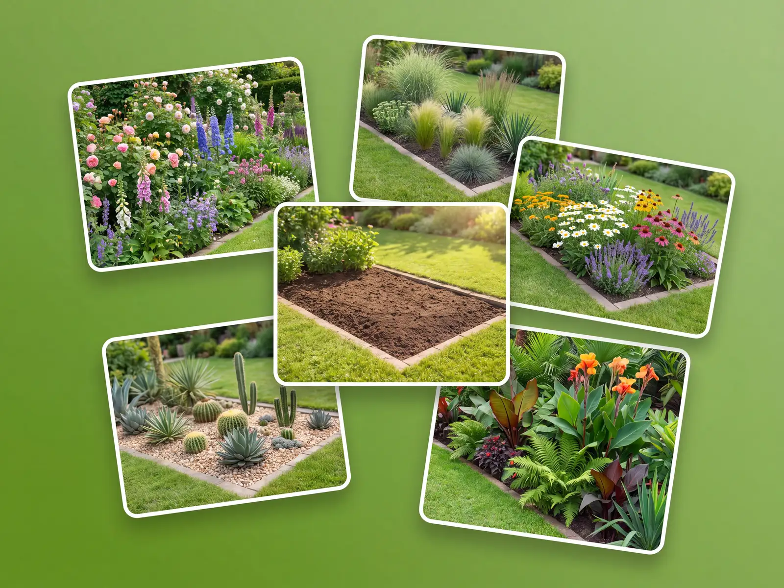AI flower bed design showing a border replanted in a cottage style