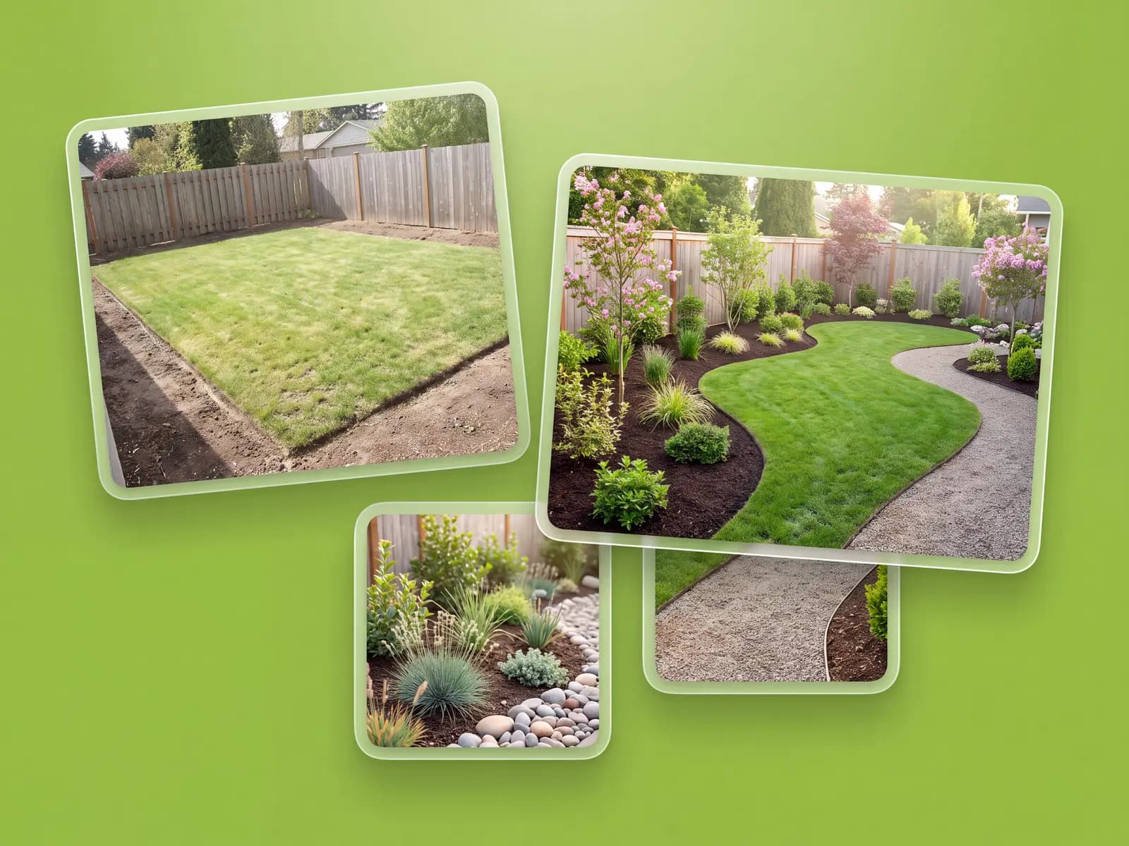 Realistic garden redesign concept that keeps the original house and boundaries