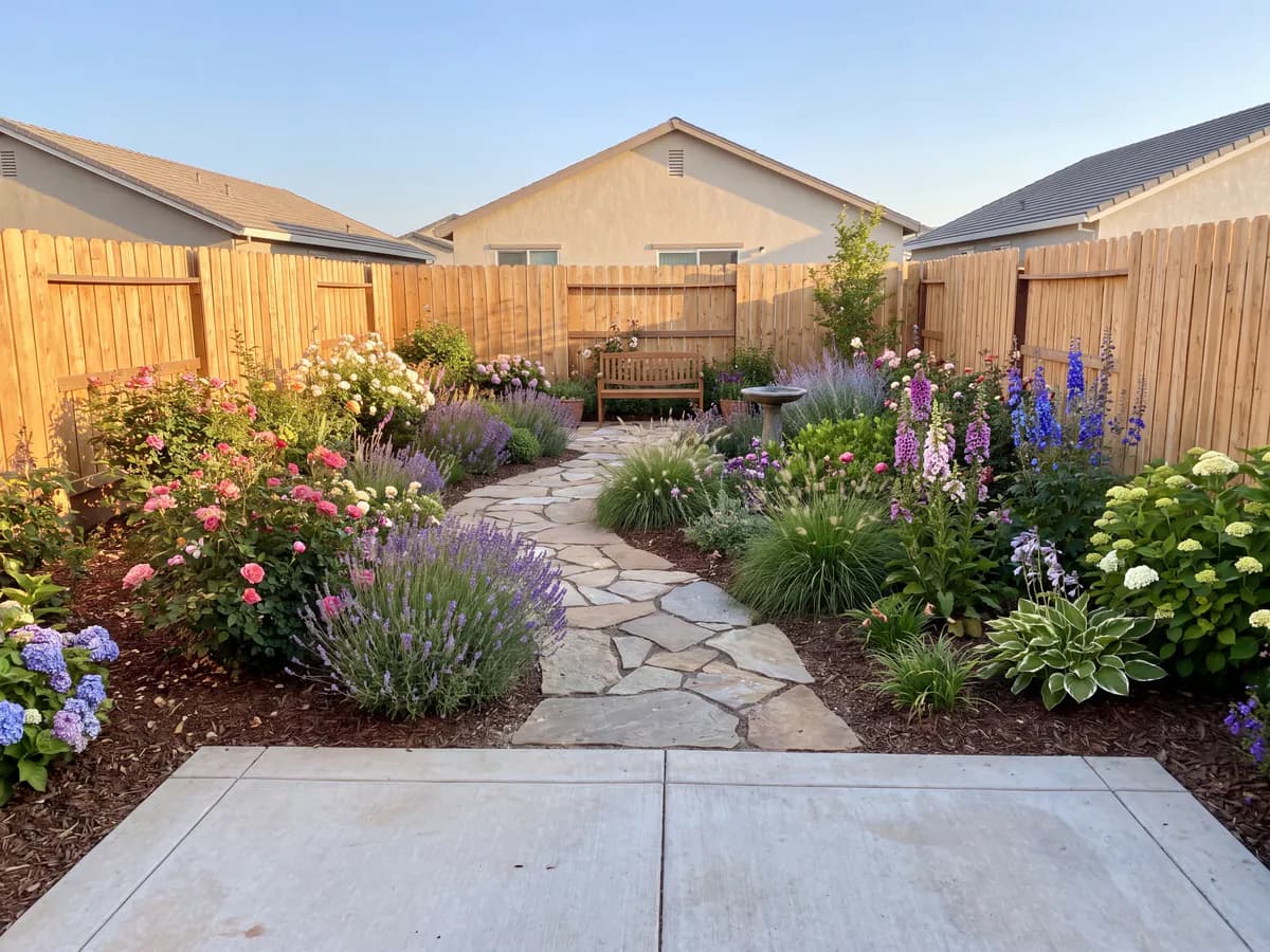 The same yard transformed into a finished landscape design concept