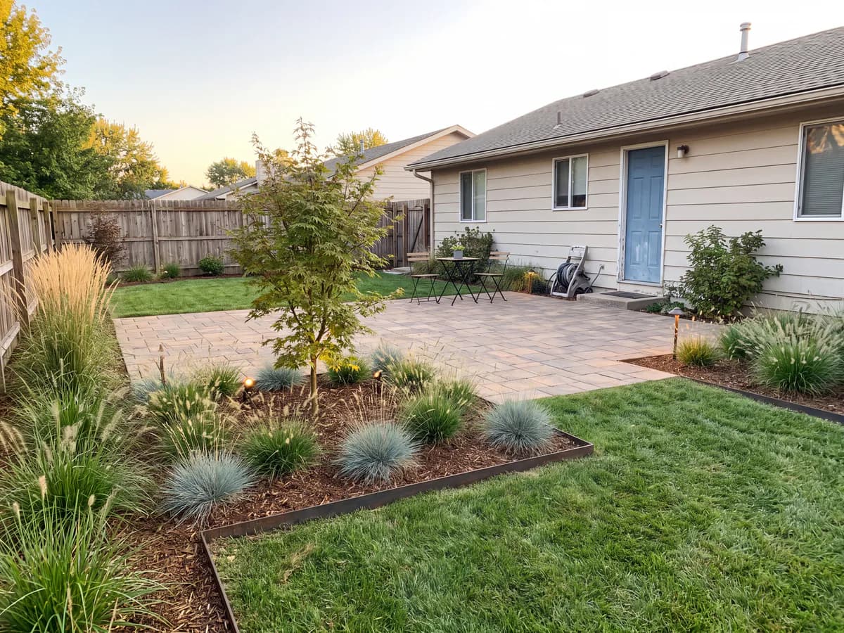 The same yard transformed into a finished landscape design concept