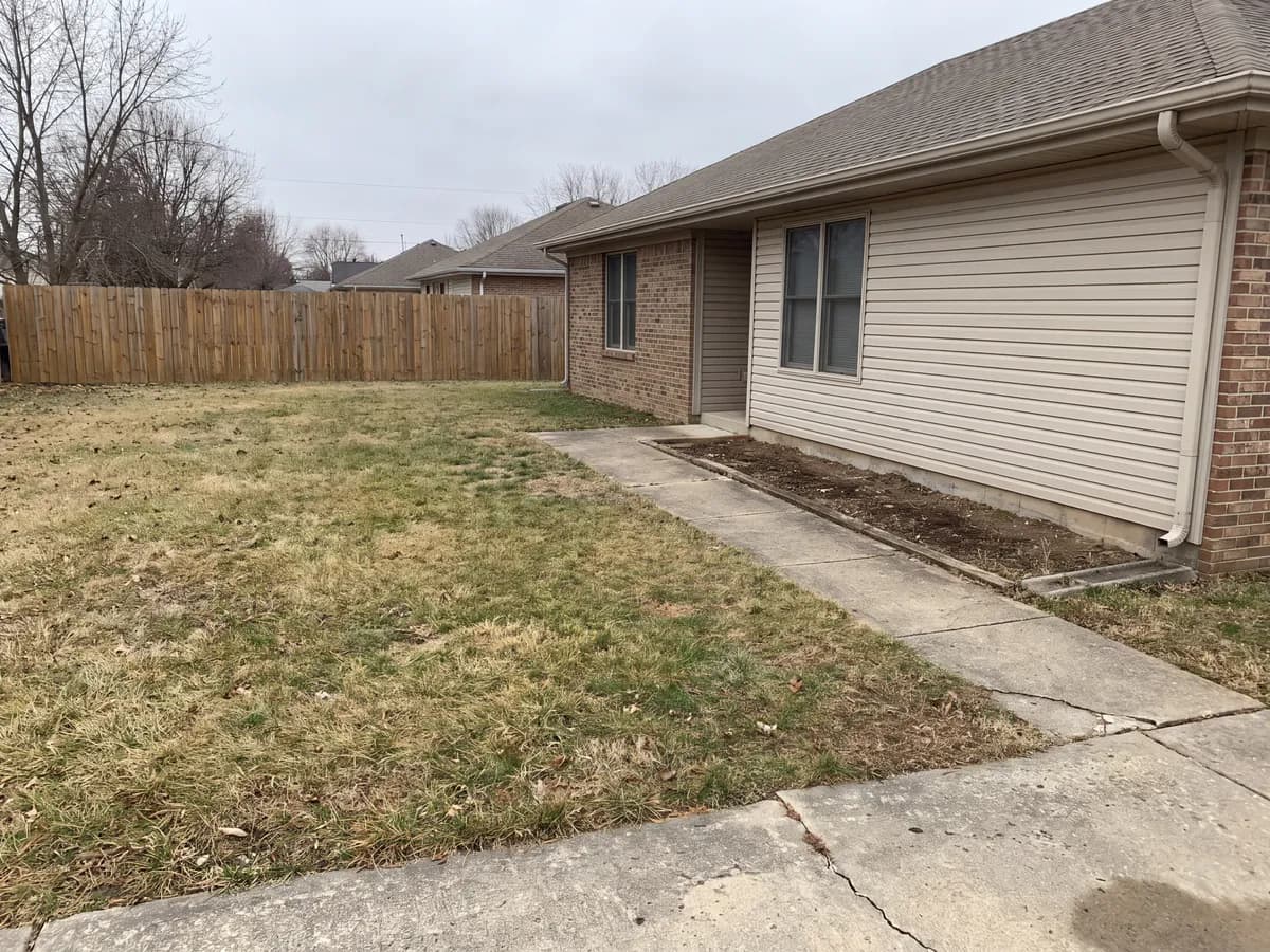 A real yard photo before its landscape redesign