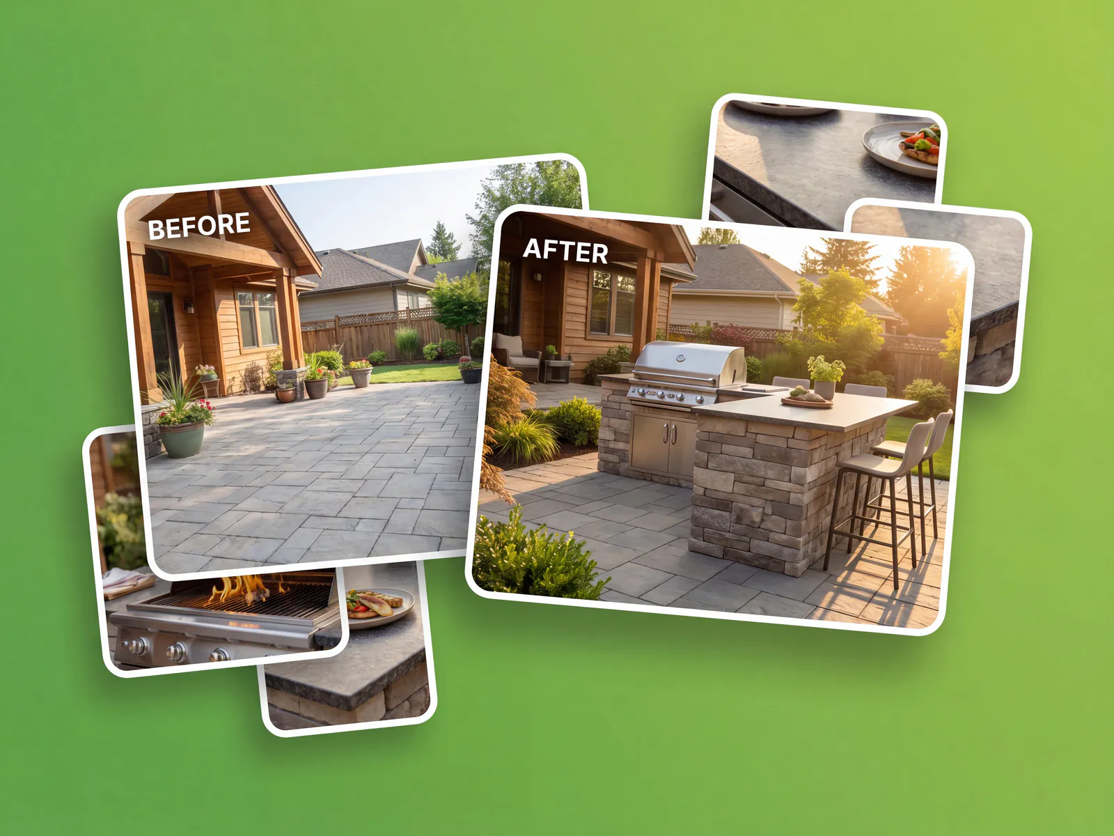 Outdoor kitchen design that keeps the original patio and house