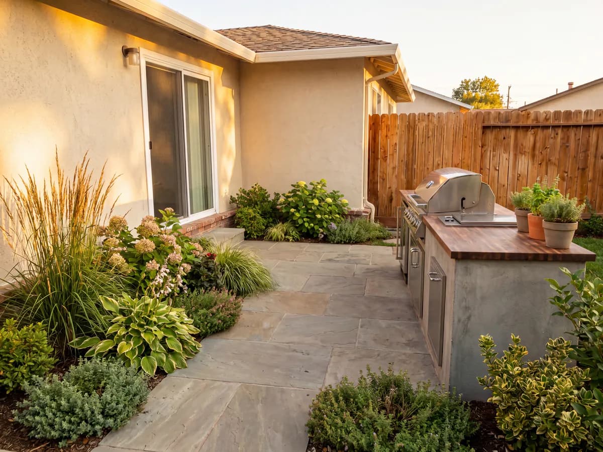 The same yard transformed into a finished landscape design concept