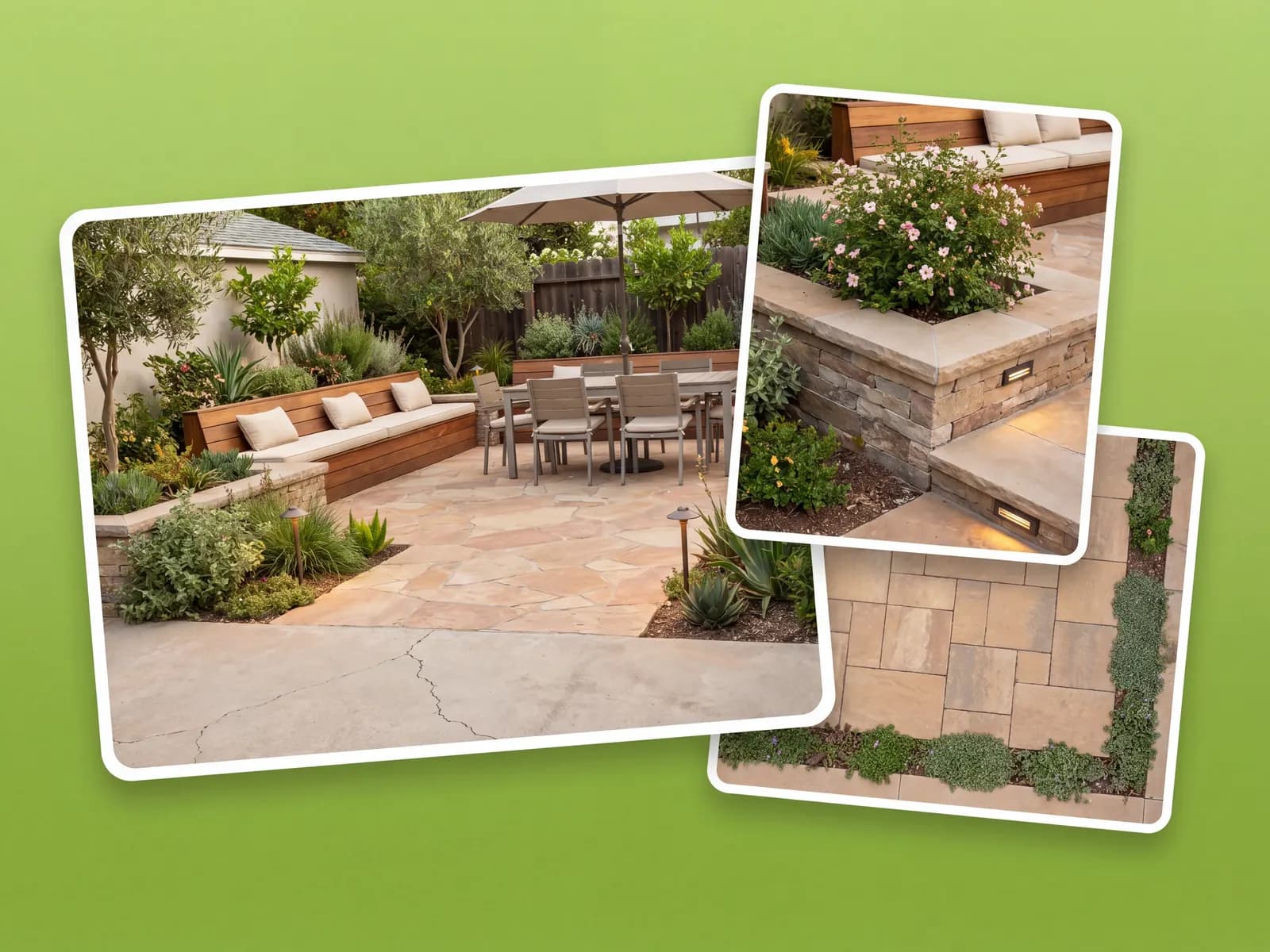 Patio design that keeps the original layout and house