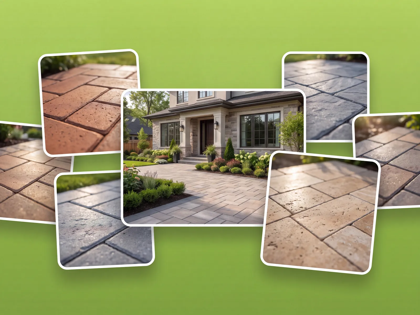 Paver color options shown against the home's real exterior