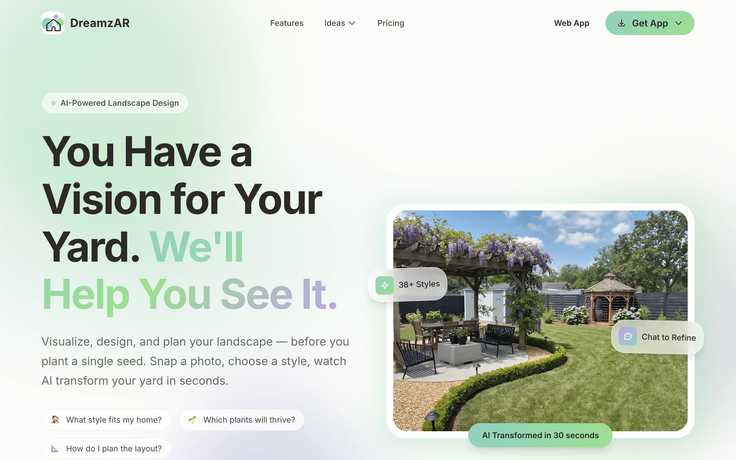 AI landscape design with DreamzAR