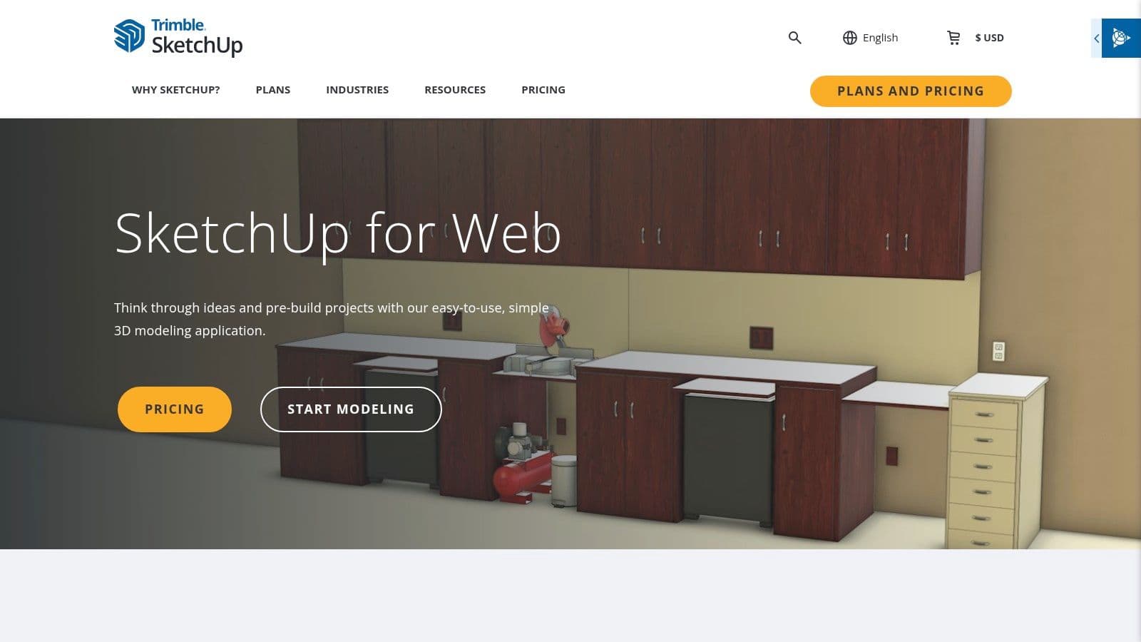 SketchUp for Web interface showing a 3D model of a backyard deck and pergola