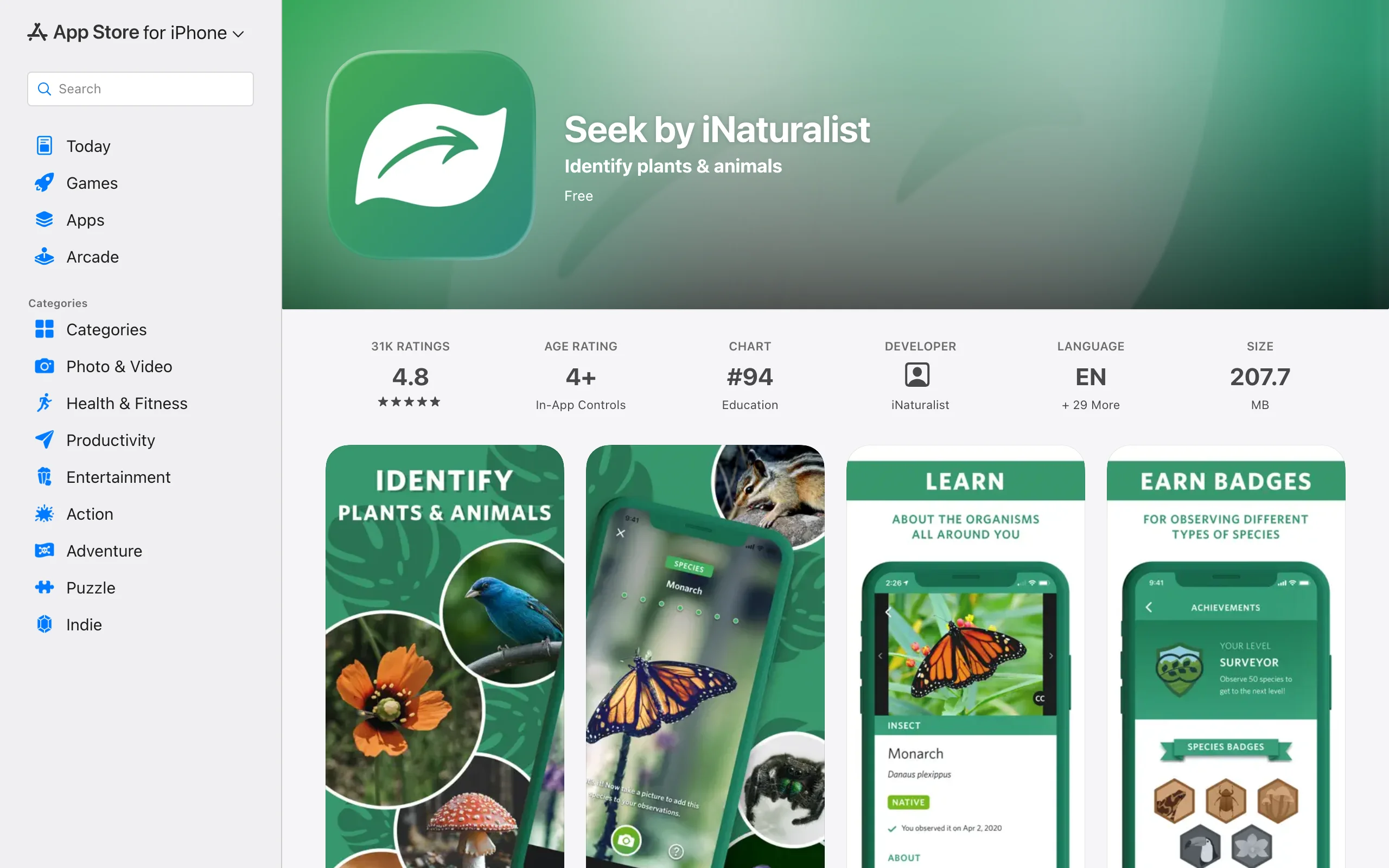 Gardening Apps with Seek by iNaturalist